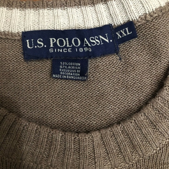 U.S. POLO ASSN. Sweater Men's Size XXL Tan Pullover Crewneck - Picture 6 of 10